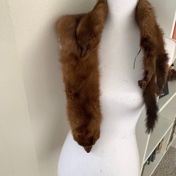 vintage fox fur stole with head